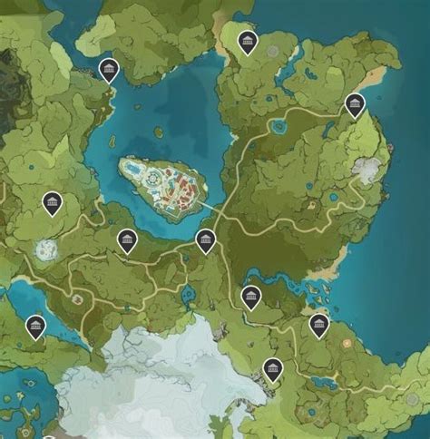 Pada gambar tersebut terdapat angka yang memberi petunjuk bagi kalian lokasi kuil yang bisa kalian temukan dalam game. . Mondstadt shrine of depths map